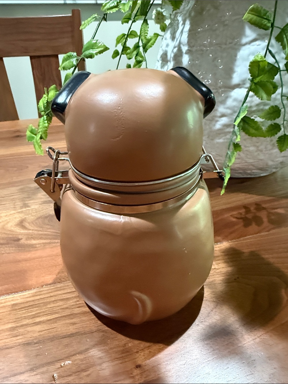 Vintage Snail Ceramic Puppy Treat Canister - Copper Brown wSealed Tight Closure - Picture 3 of 6